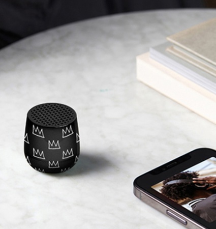 Mini enceinte Bluetooth - Mino - J.M. Basquiat Crown noir.- Lexon X