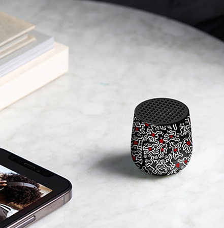 Mini enceinte Bluetooth - Mino - Keith Haring Love black- Lexon X